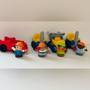 vintage 2002 Fisher-Price Little People construction-themed figures and vehicles
